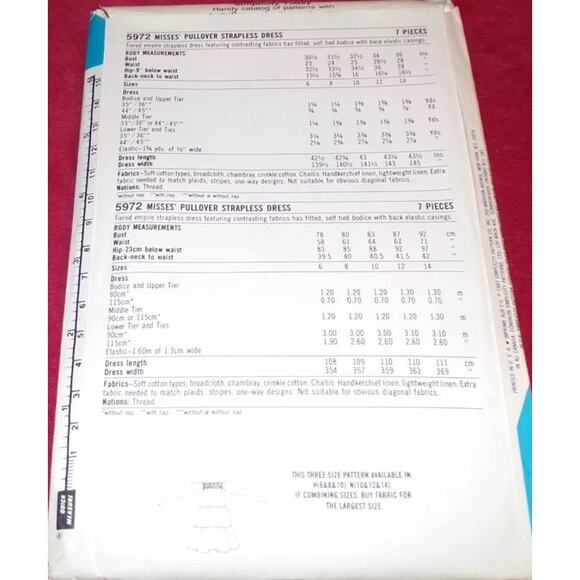 Simplicity 5972 Pattern Dress Miss 6-10 Uncut Cottagecore Pullover Strapless - Picture 4 of 8